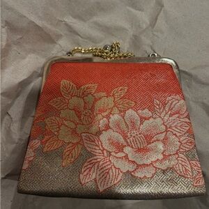 Floral Evening Clutch in Red and Gold